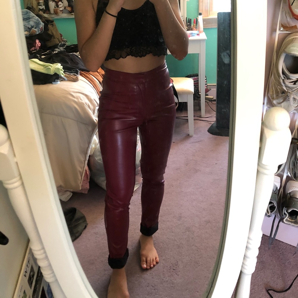 forever 21 red leather pants